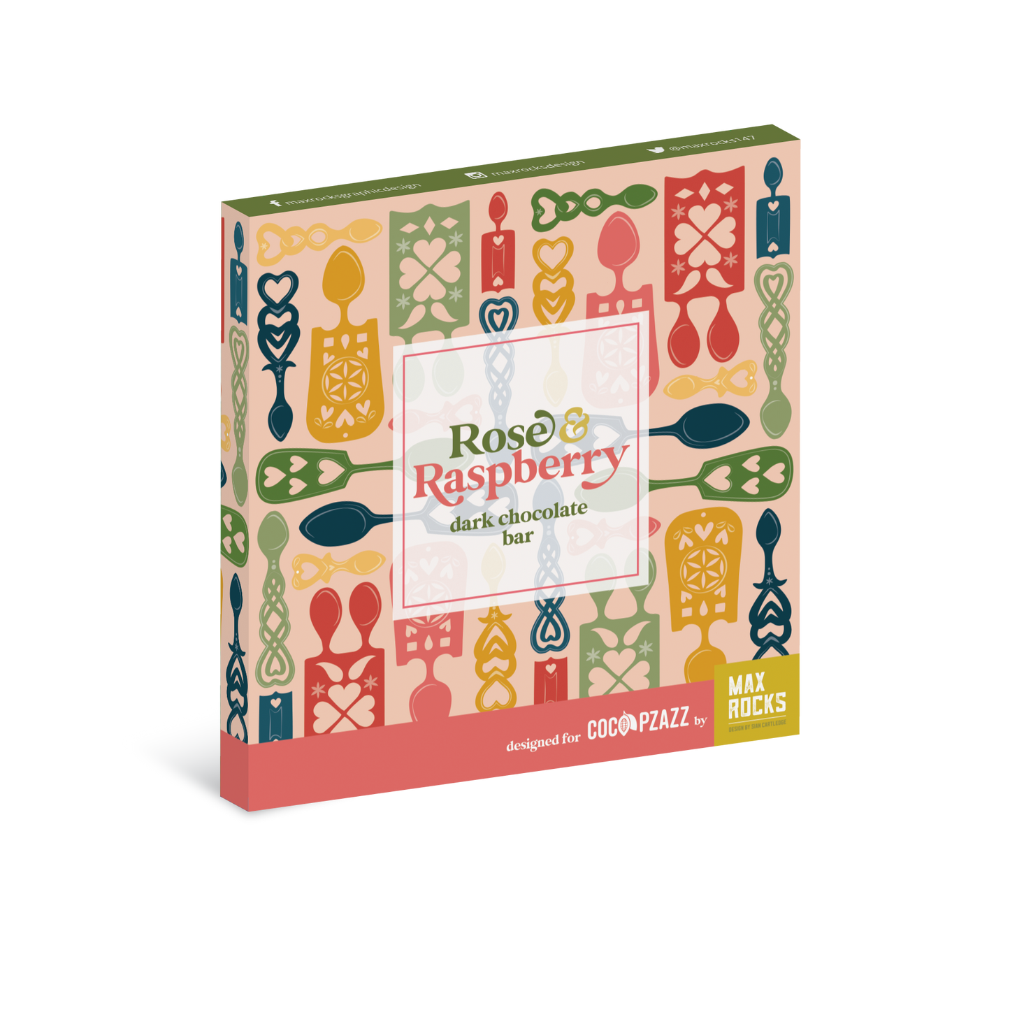 Max Rocks Rose & Raspberry Dark Chocolate 80g (Vegan)