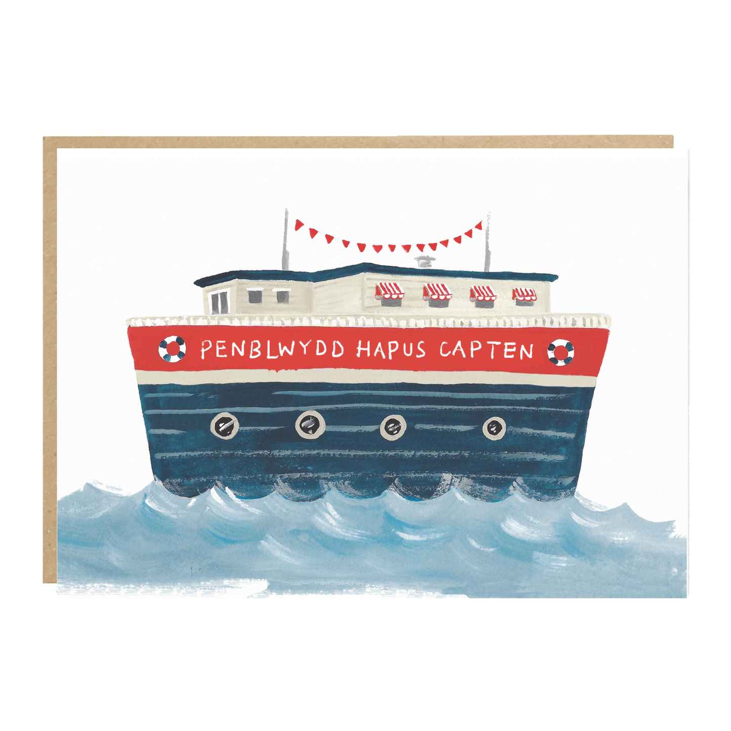 Welsh Language Boat Birthday Card