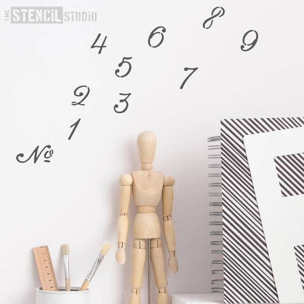 French Number Set Stencil: A4 Size