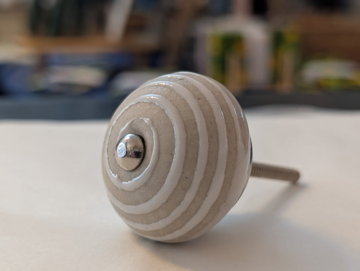 Natural Ceramic Swirl Drawer Knob