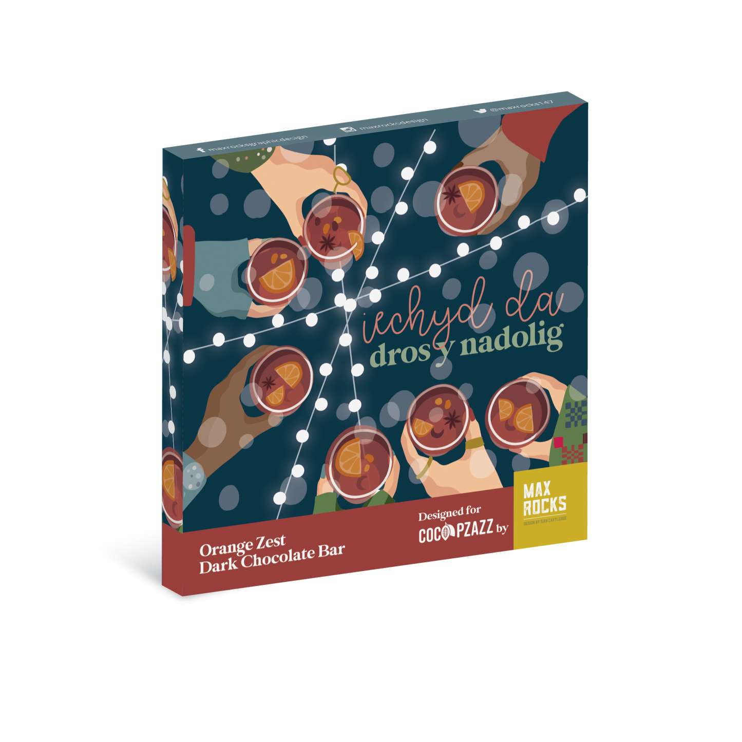 Christmas Max Rocks Zesty Orange Dark Chocolate Bar 80g (Vegan)