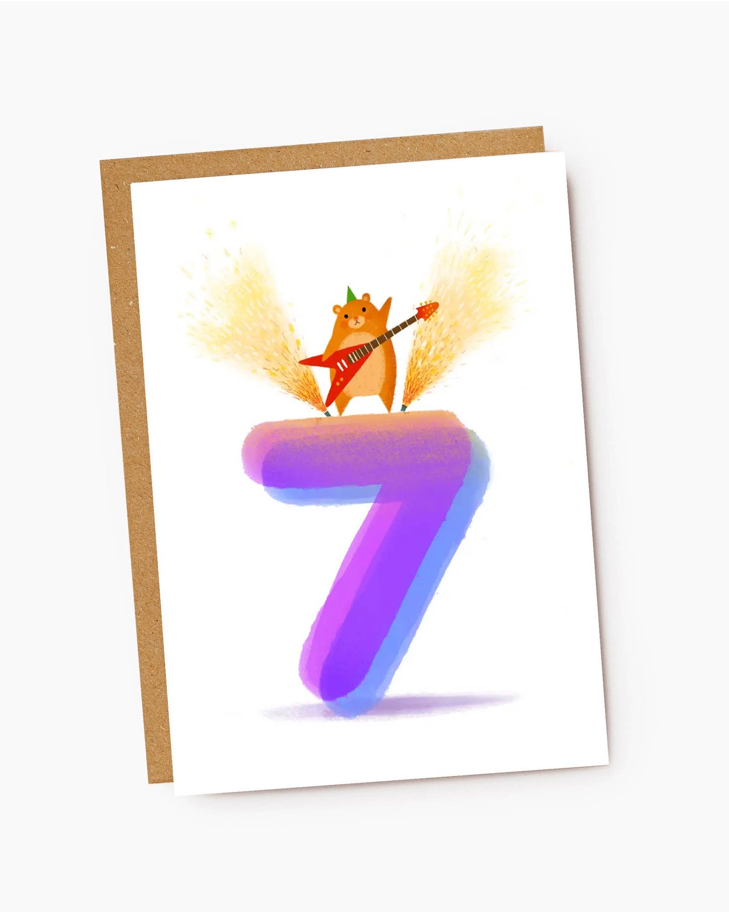 Rock Star Hamster - Kids Birthday Card - Age 7