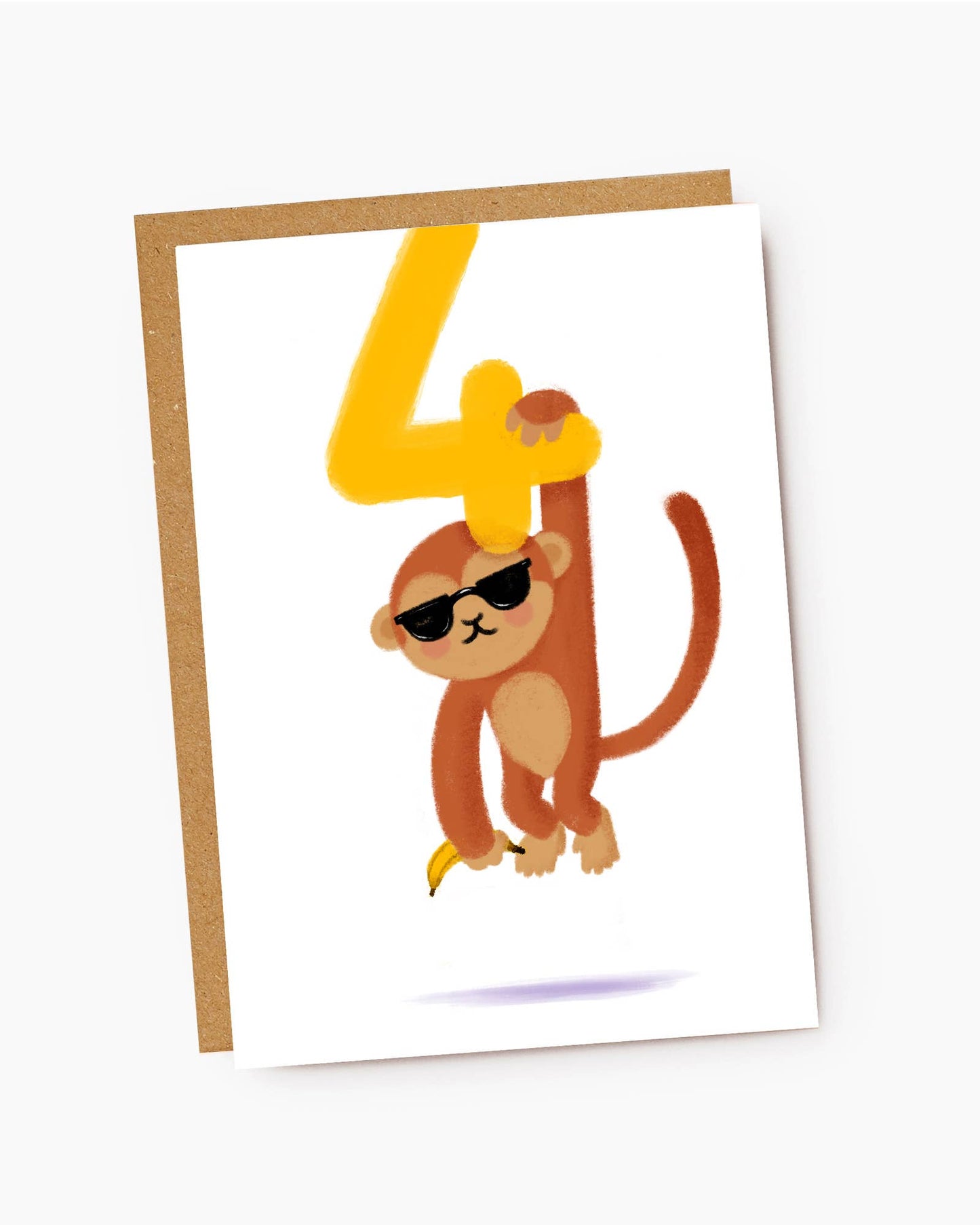Cool Monkey - Kids Birthday Card - Age 4