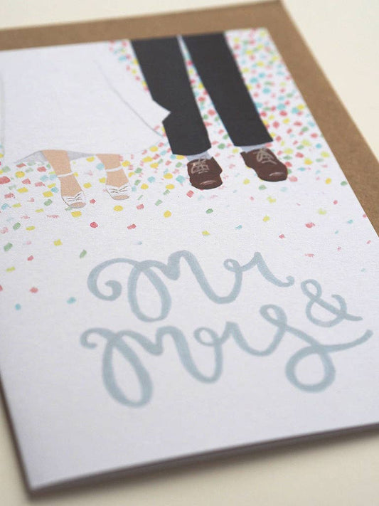 Confetti 'Mr & Mrs' Bride & Groom Wedding Card