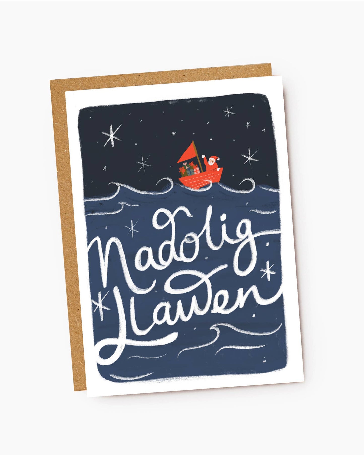 Nadolig LLawen Welsh Language Sailing Santa Christmas Card
