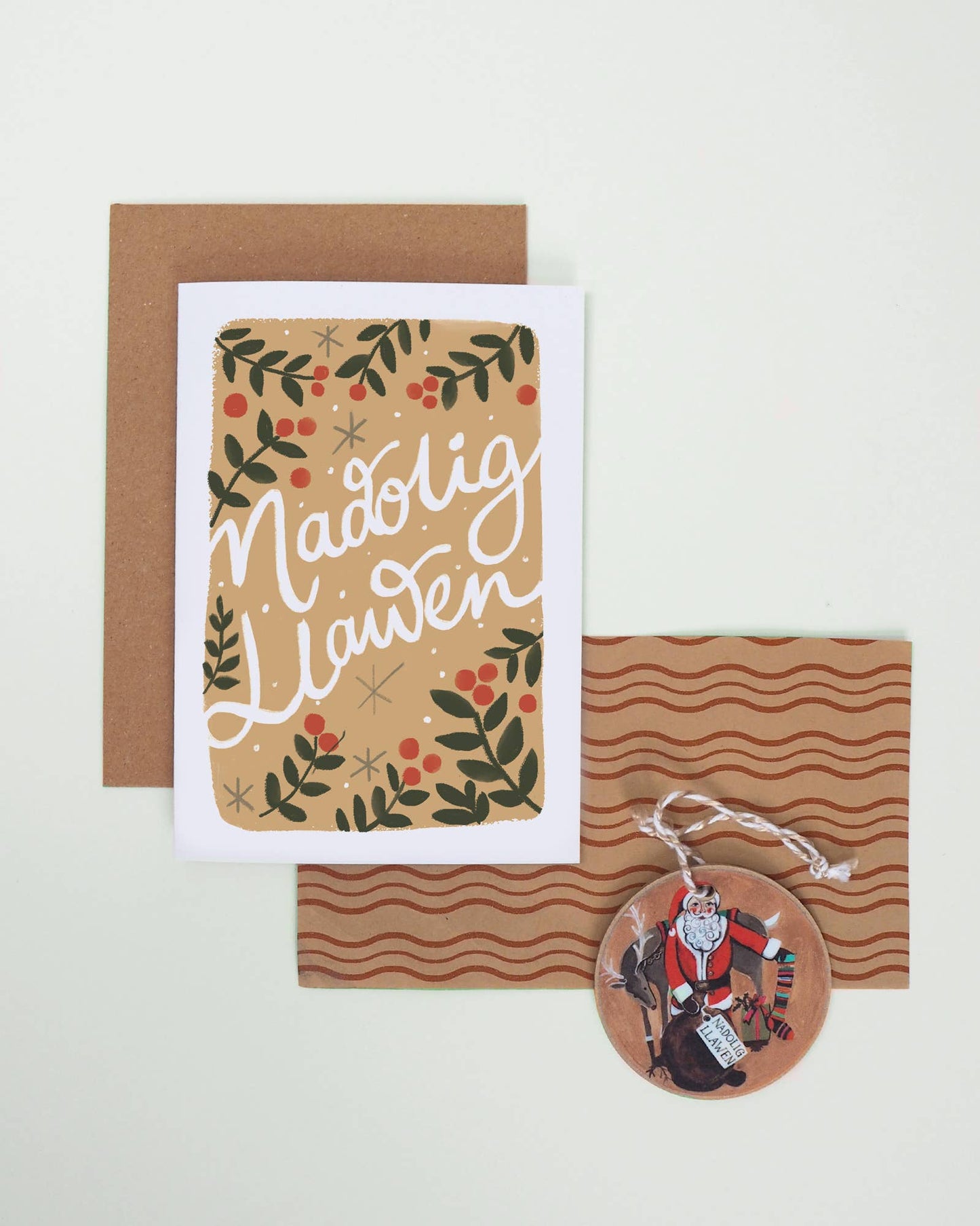 Nadolig LLawen Welsh Language Berries Christmas Card