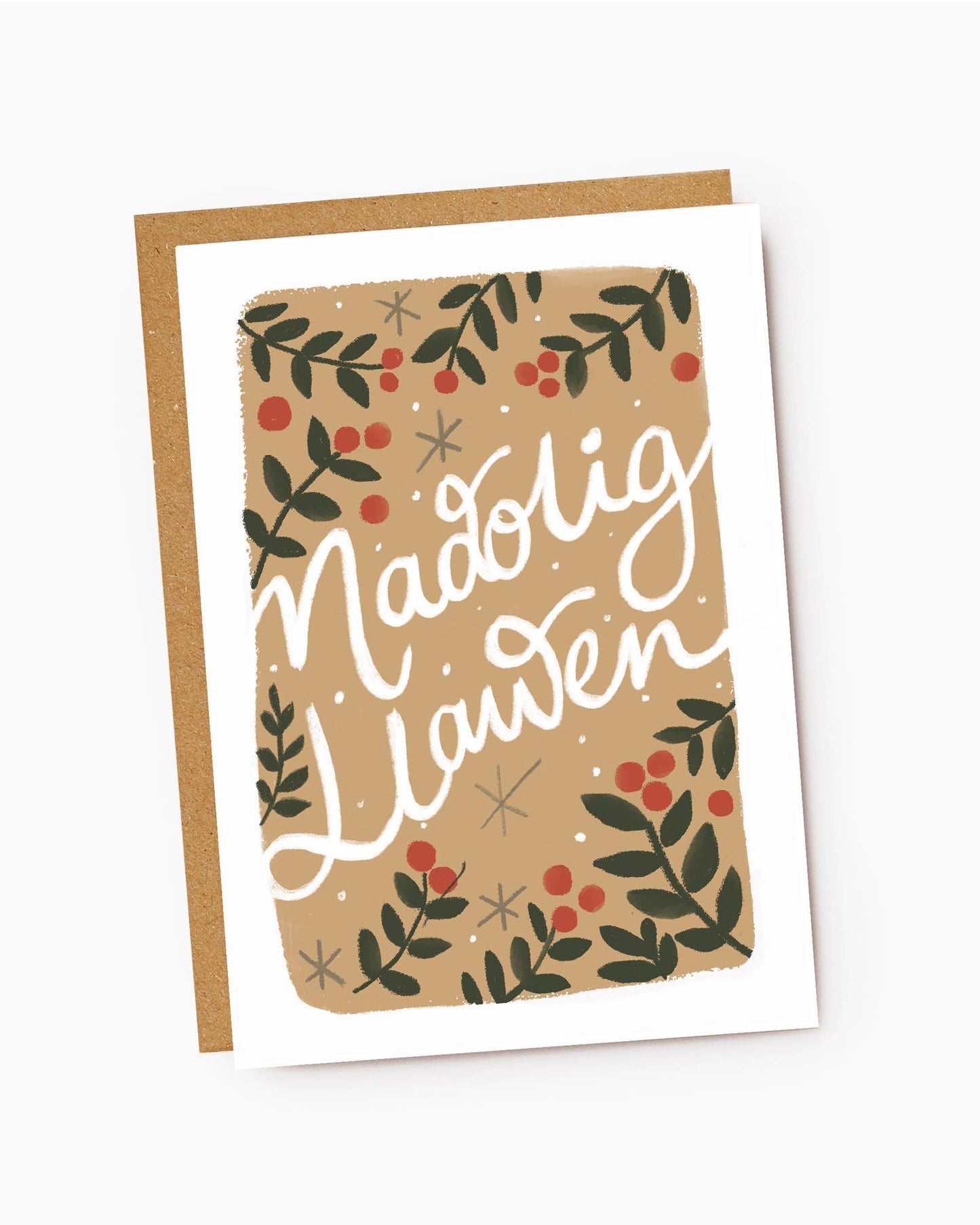 Nadolig LLawen Welsh Language Berries Christmas Card