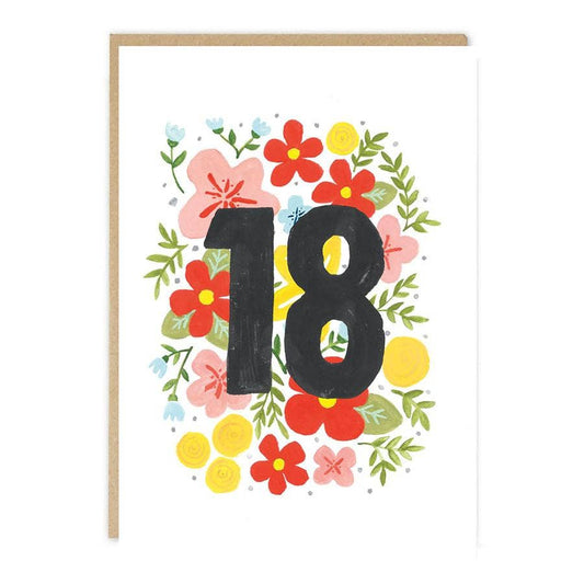 Bold Floral Age 18 Birthday Card