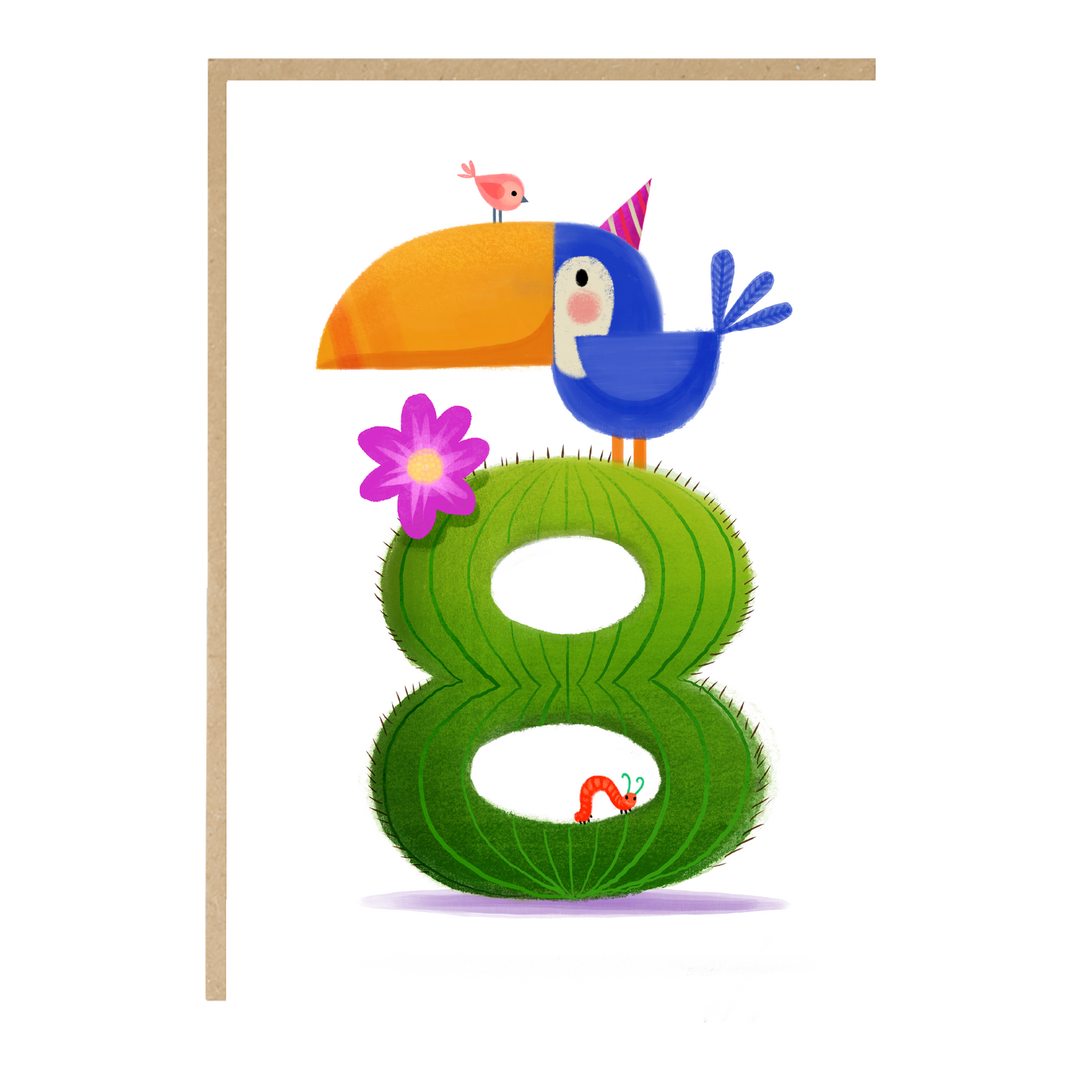 Cute Toucan - Kids Birthday Card - Age 8