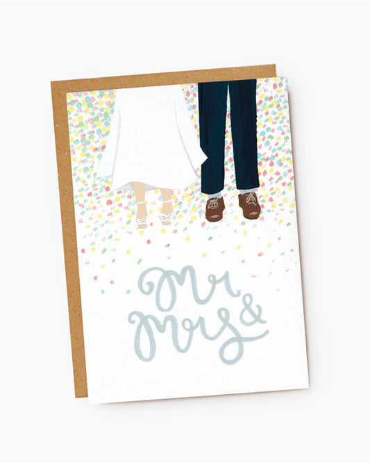 Confetti 'Mr & Mrs' Bride & Groom Wedding Card
